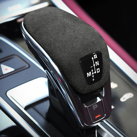 Grey Alcantara Suede Leather Gear Shift Knob Cover For Porsche Panamera 2018-up