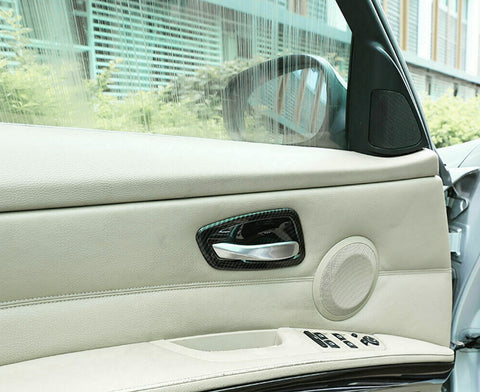 2pcs Carbon Fiber Texture Car Interior Door Handle Bowl Panel Cover Trim for BMW E92 E93 335i M3 2007-2013
