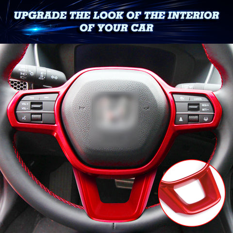 Gloss Red ABS Inner Steering Wheel Cover Molding For Honda Civic 11th Gen 2022+