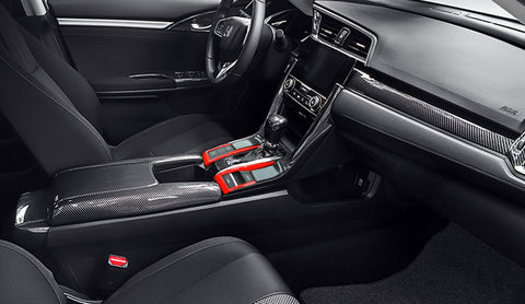 Red Interior Gear Shift Box Frame Cover Trim Transmission Decoration Stickers for Honda Civic 10th Gen 2016 2017 2018 2019 2020