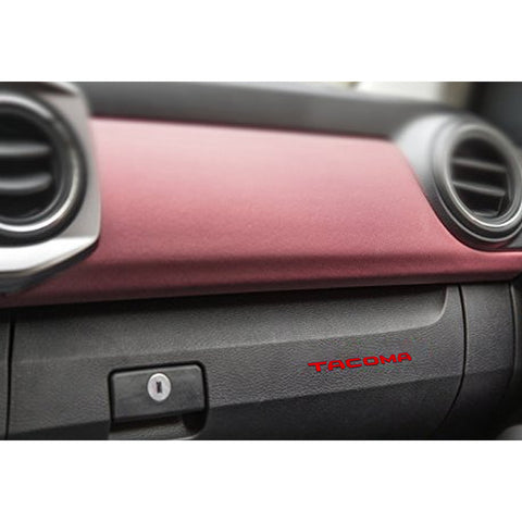 One Set Dashboard Glove Box Letter Inserts Decal Sticker for Toyota Tacoma 2016-2023, Glossy Red