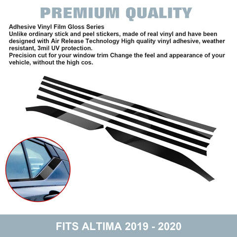 Glossy Black Chrome Delete Blackout Window Cover Decal For Nissan Altima 2019-22