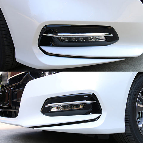 ABS Chrome / Carbon Fiber Style Front Fog Light Cover Trim Fog Lamp Eyebrow Eyelid Molding for Honda Accord 10th 2018 2019 2020