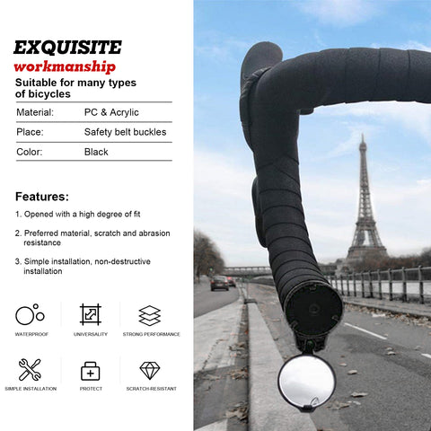 2PCS Black Road Bike Handlebar Adjustable Bicycle Bar End Rearview Mirror kit