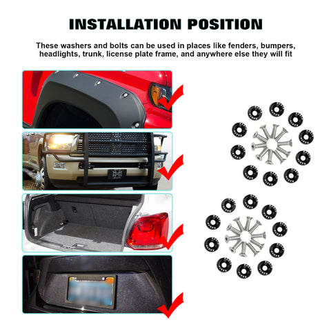 Xotic Tech 20PCS CNC Billet Aluminum Engine Bolt Bay Screw Washer Dress Up Kits (Black)