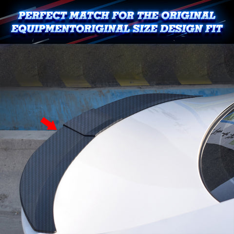 3PCS Carbon Fiber ABS Adjustable Rear Trunk Spoiler Wing Lip Decor Trim Universal Fit