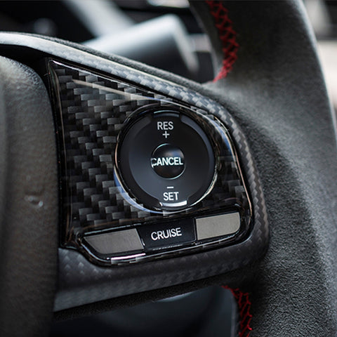 Carbon Fiber Steering Wheel Button Frame Cover Trim Media Panel Sticker Decoration for Honda Civic 10th Gen 2016 2017 2018 2019