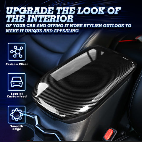 Carbon Fiber Texture Inner Central Console Armrest Box Cover Trim For Toyota RAV4 2019-2024
