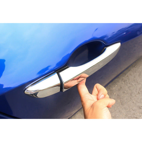 Sporty Carbon Fiber Style / Styling ABS Chrome Car Door Exterior Handle Cover Trim Guard for Honda Civic 2016-2019