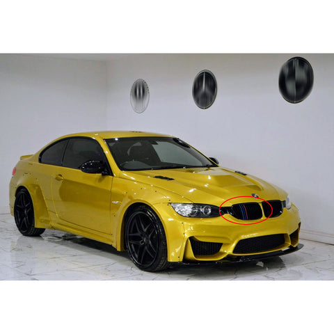 3pcs Exact Fit M-Colored Sporty Grille Kidney Insert Trims for BMW 3 Series E92 E93 2005-2009 (14 beam bars)