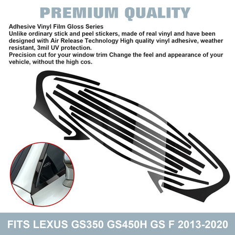 12x Chrome Blackout Delete Window Precut Wrap Cover Decal For Lexus GS350 GS450h