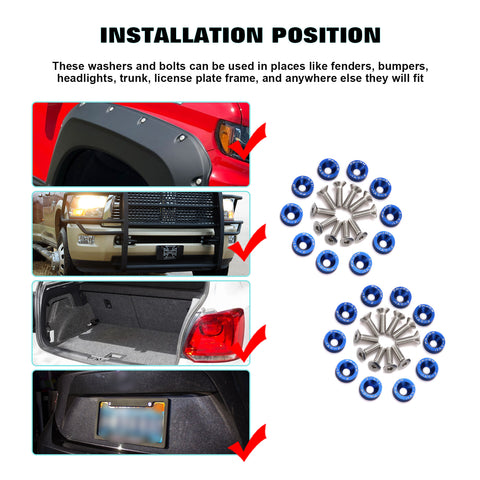 20Pcs CNC Billet Aluminum Engine Bolt Bay Screw Washer Dress Up Kit (Blue)