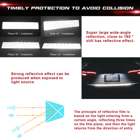 White Reflective Glow In The Dark Car Rear Bumper Warning Decal Strips Universal