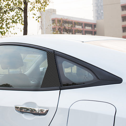 Carbon Fiber Style Car Pillar Post Cover Trim Door Window Pillar Post Molding Sticker for Honda Civic 2016-2020