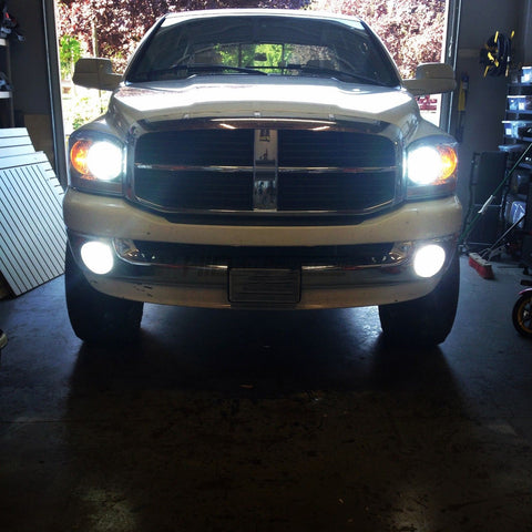LED Headlight High Low Beam Fog Light Bulb Package Set for Dodge Ram 1500 2500 3500 4500 5500 2009-2018, Extremely Super Bright LED Headlight Fog Lamp White 6000K