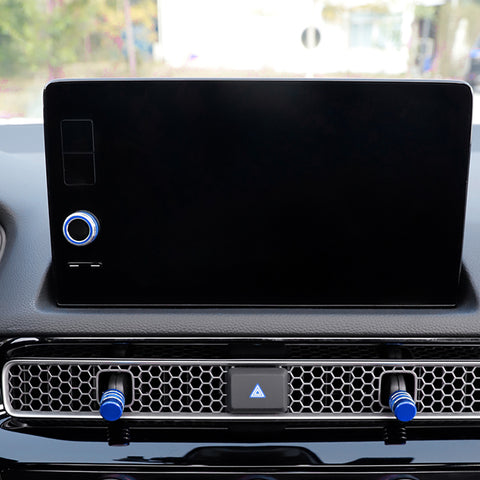 Xotic Tech 5PCS Centre Console AC Air Vent Knob Trim + GPS Navigation Knob Ring Cover Decoration Combo Kit Compatible with Honda Civic 11th Gen 2022 (Blue)