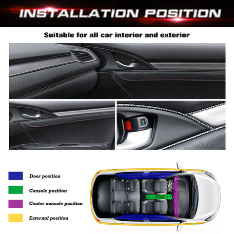 5M Carbon Fiber Texture Car Interior Door Gap Edge Line Strip Insert Decoration
