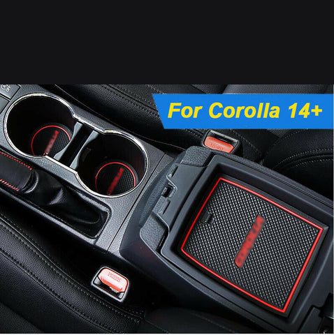 15pcs Full Interior Cup Holder Coaster Door Slot Mat for Toyota Corolla 2014-2019 - Non-slip Anti-dust Mat