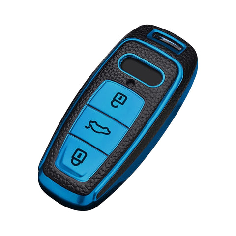 Blue Soft TPU Anti-dust Full Seal Remote Key Fob Cover For Audi A6L A7 A8 E-Tron