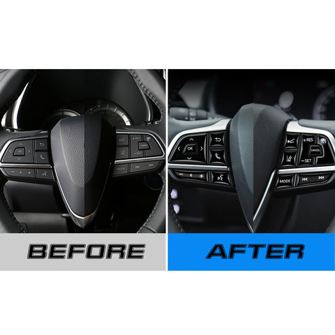 Set Black Steering Wheel Switch Cover Trim Decor For Toyota Highlander 2020-2022
