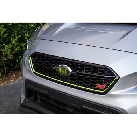 Glossy Red / Fluorescent Yellow / Fluorescent Green Front Grille Pinstripe Vinyl Sticker, Pre-cut Styling Front Hood Panel Edge Molding Trim Decal for Subaru WRX STI 2015-2017