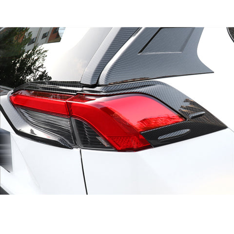 4pcs for Toyota RAV4 2019 2020 Taillight Rear Light Frame Cover Trim, Sporty ABS Carbon Fiber Car Rear Lamp Cover Molding
