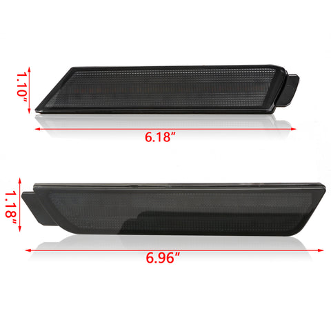 Smoked Lens LED Full Side Marker Light Kit Compatible With Chevy Camaro 2010 2011 2012 2013 2014 2015 Front Amber Rear Red Bumper Sidemarker Lamp Reflector Replacement,98 SMD LED Diodes