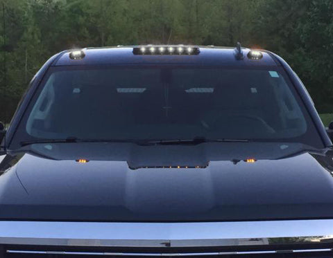 Smoked Lens Cab Roof Marker Top Clearance LED Lights OE fit, Compatible with GMC Sierra 2500 3500 HD or Chevrolet Silverado, White 9-SMD 3pcs