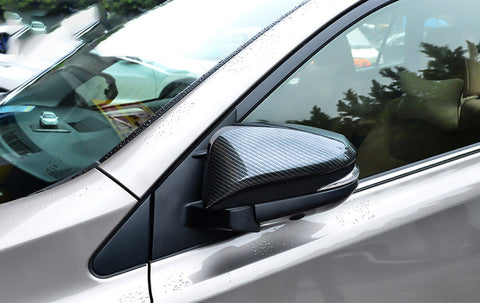 2pcs Carbon Fiber Style Side Mirror Cover Trim Direct Add-on Cap for Toyota RAV4 2016-2018