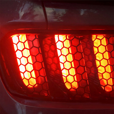2pcs PVC Exterior Tail Brake Light Lamp Cover Honeycomb Sticker Universal for Cars 18.8'' x 11.8'' (Gloss Black)