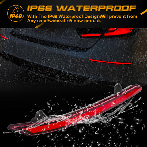 Red LED Bumper Reflector Flowing Brake Tail Light Signal For 2018-2021 Honda Accord