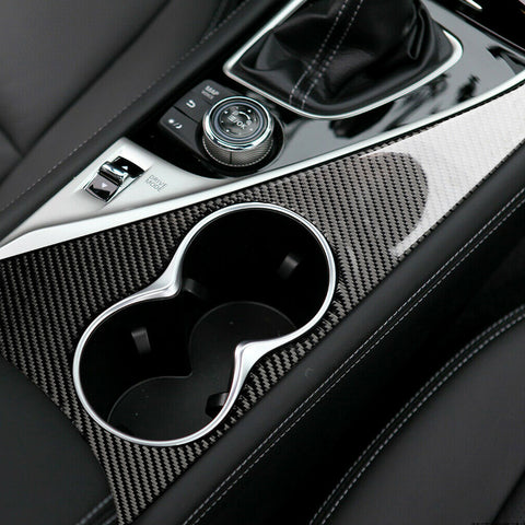 Carbon Fiber Console Water Cup Holder Panel Trim Frame Cover for Infiniti Q50 Q60 2017-2022