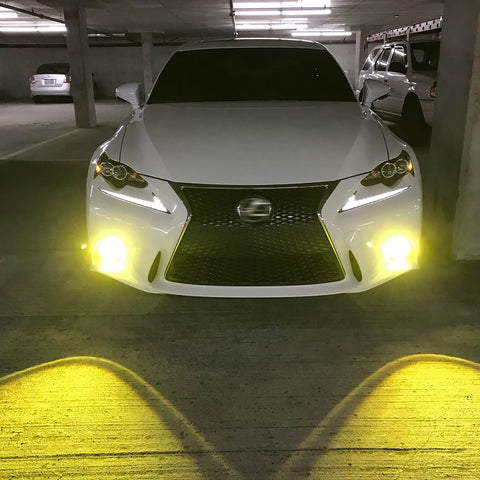 Set OEM Replacement Fog Light with H11 Halogen Bulb for Toyota Camry Corolla RAV4 Lexus RX ES IS Scion tC xA, Yellow Lens Driver Passenger Sides Fog Lamp Assembly