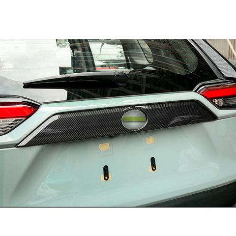 for Toyota RAV4 2019-2024 Rear Trunk Lid Cover Trim, ABS Carbon Fiber Car Tailgate Rear Door Latch Strip Cover Molding