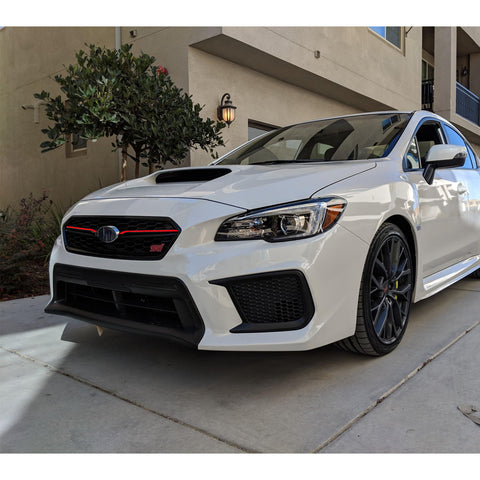 Glossy Red / Fluorescent Yellow Front Grille Pinstripe Vinyl Sticker Trim for Subaru WRX STI 2018 2019 2020, Racing Sport Front Hood Panel Pre-cut Stripe Decal Molding