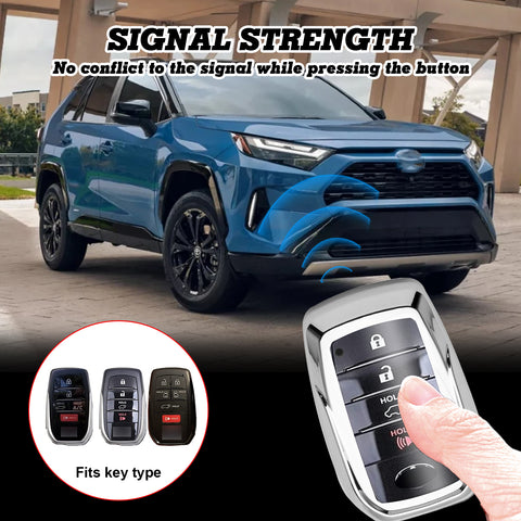 Silver TPU Full Protect Remote Key Fob Cover For Toyota Land Cruiser 2018-2022