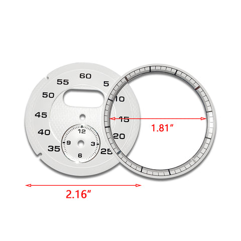 Interior Guard Dial Gauge Face Cover Trim Sporty Chrono Instrument Overlay for Porsche Macan Boxster Cayenne Cayman 991 Panamera 970 (White)