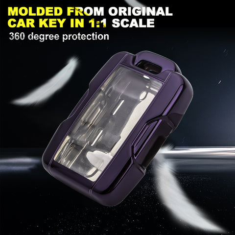 Purple TPU Remote Key Fob Cover Case w/Face Panel Compatible with GMC Sierra Yukon Canyon Cadillac or Chevrolet Silverado 1500 2500HD 3500HD Colorado (Fit the 4/5/6 button)