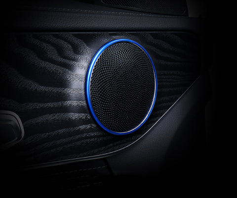 4pcs Blue/ Red Aluminum Car Door Audio Speaker Ring Cover Trim Decal for Mercedes Benz W205 C-Class GLC Class GLC200L 2015+