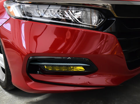 ABS Chrome / Carbon Fiber Style Front Fog Light Cover Trim Fog Lamp Eyebrow Eyelid Molding for Honda Accord 10th 2018 2019 2020