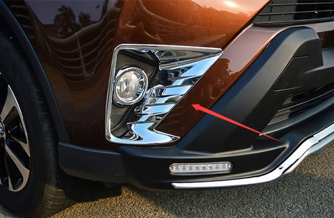 2x ABS Chrome Front Fog Light Frame Cover Molding Trim for Toyota RAV4 2016-2018