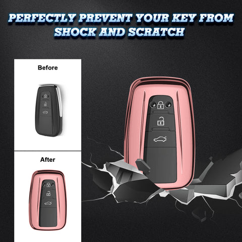 Pink Smart Keyless Remote TPU Case For Toyota Camry,Prius,C-HR,86 etc 2017/18+