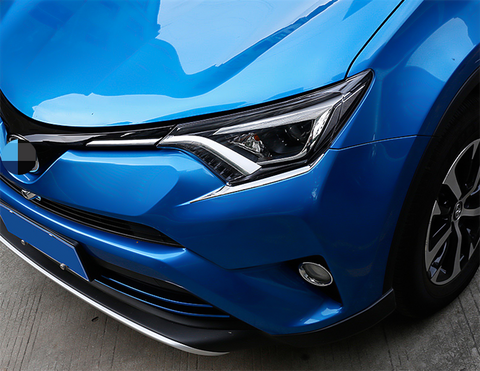 2pcs ABS Chrome Headlight Head Lamp Lower Cover Trim for Toyota RAV4 2016-2018