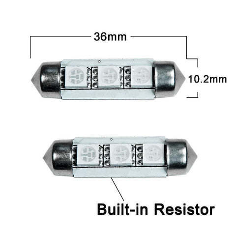 2x New Blue 36mm 6148 6486X 6418 Error Free 3-SMD LED Bulbs License Plate Light