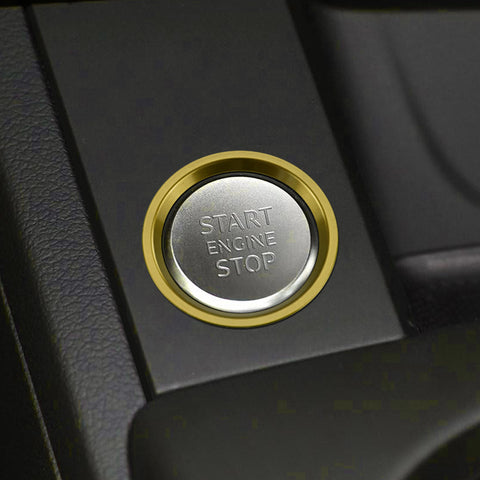 Aluminum Keyless Start Engine Stop Push Button Surrounding Ring Decoration Cover Trim Compatible with Audi A4 A5 A6 A7 Q5, etc (Gold)