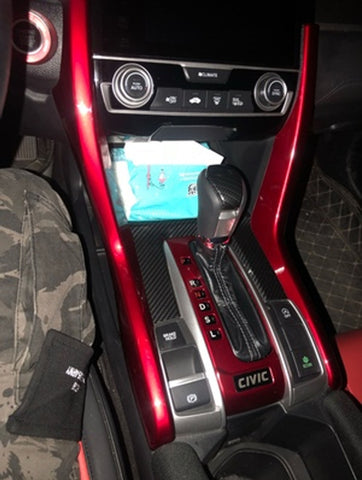 Red Interior Center Consoles Gear Shift Panel Side Molding Strip Cover Decoration Trim for Honda Civic 10th Gen 2016 2017 2018 2019 2020