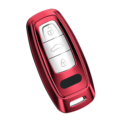 Red Soft TPU Full Protect Remote Key Fob Cover For Audi A6 C6 C5 A3 A4 B6 B7 B9