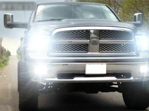 LED Headlight High Low Beam Fog Light Bulb Package Set for Dodge Ram 1500 2500 3500 4500 5500 2009-2018, Extremely Super Bright LED Headlight Fog Lamp White 6000K