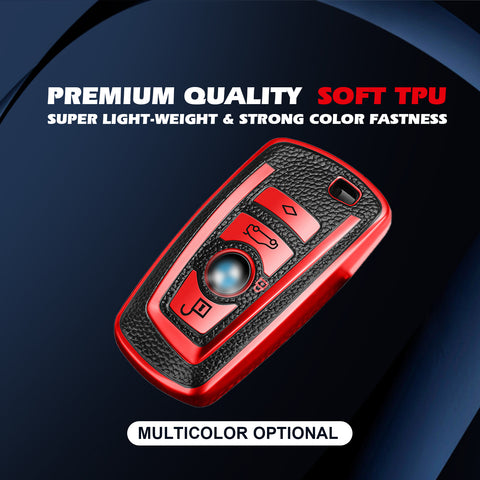 Red Full Cover Smart Key Fob Exact Fit Cover w/Keychain For BMW F20 F21 F22 F25 F30 F31
