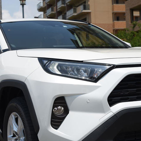 2pcs for Toyota RAV4 2019-2024ABS Carbon Fiber Headlight Front Head Lamp Frame Cover Molding